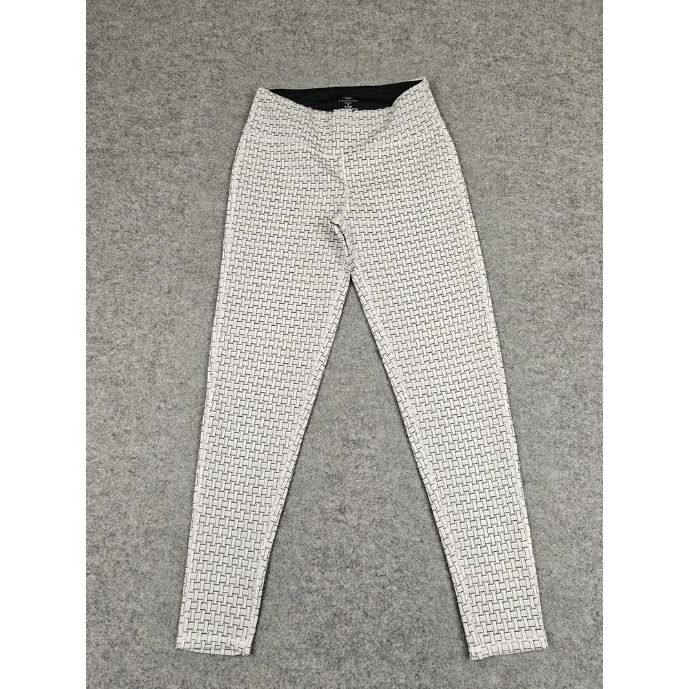 Esperanza Leggings Womens Small‎ White Geometric Knit Stretch Ankle Pants Casual